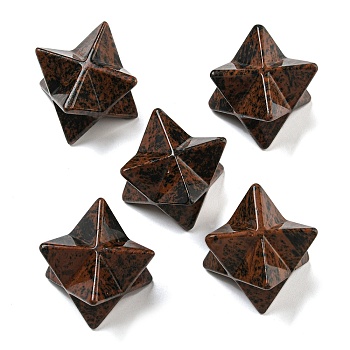 Natural Mahogany Obsidian Beads, No Hole/Undrilled, Merkaba Star, 25x25x25mm