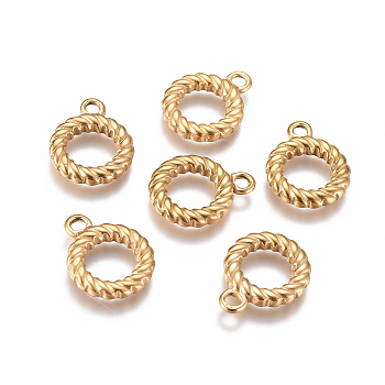 Ion Plating(IP) 304 Stainless Steel Toggle Clasps Parts, Ring, Golden, 19x15x3mm, Hole: 2.5mm, Inner Diameter: 9mm