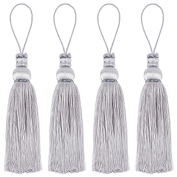 Polyester Tassel Pendant Decorations, for Home Hanging Ornament, Silver, 253~259mm