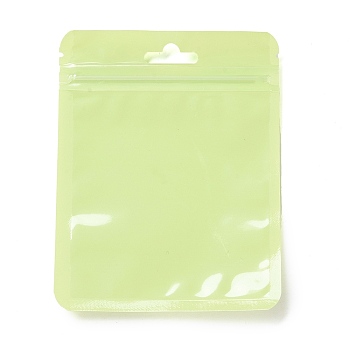 Rectangle Plastic Zip Lock Gift Bags, with Transparence Windows Resealable Bags, Green Yellow, 13x10x0.15cm, Unilateral Thickness: 2.5 Mil(0.065mm)