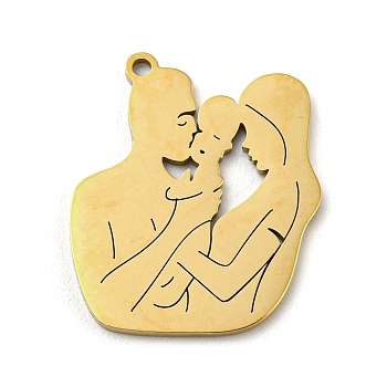 Mother's Day 201 Stainless Steel Pendants, Family Charm, Golden, 20x17x1mm, Hole: 1.2mm, 5pcs/bag