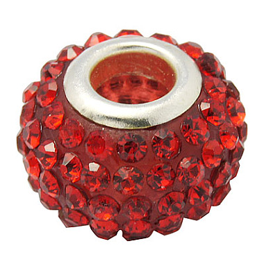Red Rondelle Resin+Rhinestone Beads