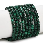 Natural Malachite Beads Strands, Faceted, Cube, 4x4x4mm, Hole: 0.7mm, about 105pcs/strand, 15.55 inch(39.5cm)(G-C262-C02-4mm)