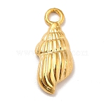 Ion Plating(IP) 304 Stainless Steel Pendants, Conch Charms, Real 18K Gold Plated, 18x7.5x3.5mm, Hole: 2mm(X-STAS-A066-03G)
