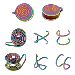 8Pcs 4 Styles Stainless Steel Cuff Earrings, Mixed Shapes, Rainbow Color, 10.5~14x8.5~11.5x8.5~17mm, 2pcs/style(EJEW-HS0001-10MC)