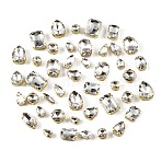 Glass Rhinestone Sew on Rhinestone, Multi-Strand Links, Mixed Shapes, with Golden 201 Stainless Steel Prong Settings, Garments Accessories, Faceted, Clear, 8~19x4~19.5x3.5~8mm, Hole: 1.2mm, 50pcs/bag(RB-CBA33FD-01G-05)