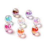 Two Tone UV Plating Rainbow Iridescent Acrylic Beads, Bead in Bead, Round, Mixed Color, 16x16mm, Hole: 3~3.1mm(TACR-D010-03B)