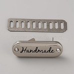 Alloy Crystal Rhinestone Handmade Label Tags, with Shim, for Bag Making, Oval, Platinum, 35x12x3mm(FIND-WH0173-534B-P)