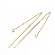 Brass Chain Stud Earring Findings, with Loop, Ear Threads, Real 18K Gold Plated, 114x1mm, Hole: 2mm(X-KK-T032-165G)