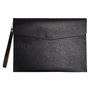 A4 PU Imitation Leather Stationery Storage Pockets, File Envelope Pouch, with Tether & Magnetic Button, Rectangle, Black, 240x331x6mm(AJEW-WH0083-55B)