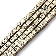 Electroplated Natural Lava Rock Beads Strands, Cube, Antique Golden Plated, 3x3x3mm, Hole: 1~1.2mm, about 133pcs/strand, 16.14''(41cm)(G-A256-B01-02C)