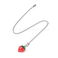 Fruit Resin Ceiling Fan Pull Chain Extenders, with Iron Chains, Strawberry, 336x3mm, Pendant: 23.5x16.5x10mm(FIND-JF00117-02)