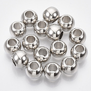CCB Plastic Beads, Large Hole Beads, Rondelle, Platinum, 11x9mm, Hole: 5.5mm, about 770pcs/500g(CCB-S160-236P)