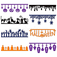 Halloween Theme Carbon Steel Cutting Dies Stencils, for DIY Scrapbooking, Photo Album, Decorative Embossing Paper Card, Stainless Steel Color, Halloween Themed Pattern, 142~144x72~94x0.8mm, 4pcs/set(DIY-WH0309-1177)