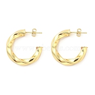 Brass Stud Earrings, Long-Lasting Plated, Lead Free & Cadmium Free, Twist Charm, Real 18K Gold Plated, 26x5mm(EJEW-M260-01G)