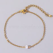 Fashionable Imitation Pearl Bracelet for Daily Wear and Accessories, Golden, 6-1/2 inch~6-3/4 inch(16.5~17cm)(EN7481-2)