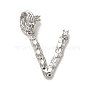 Rack Plating Brass Micro Pave Cubic Zirconia European Dangle Charms, Large Hole Letter Pendant, Platinum, Long-Lasting Plated, Cadmium Free & Lead Free, Letter V, 24.5mm, Charm: 16.5x14x2mm, Hole: 4x2.5mm(KK-L210-015P-V)