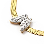 Crystal Rhinestone Butterfly Pendant Necklace with Herringbone Chains, Vacuum Plating 304 Stainless Steel Jewelry for Women, Golden, 15.83 inch(40.2cm)(NJEW-I116-01G)