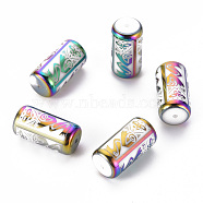 Electroplate Glass Beads, Column, Colorful, 20x10mm, Hole: 1.2mm, 50pcs/bag(EGLA-T009-16F)