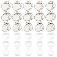 DIY Pendant  Making Kits, Including 304 Stainless Steel Pendant Cabochons Settings & Glass Cabochons, Stainless Steel Color, Settings: 60pcs/box(DIY-DC0001-13)