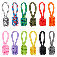 Polyester Braided Cord Zipper Pull Extender, Hand Woven Zip Puller Tip, Mixed Color, 8cm, 12 color, 1pc/color, 12pcs/set(FIND-WH0136-80)