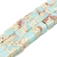 Synthetic Imperial Jasper Beads Strands, Cube, Pale Turquoise, 8x8~8.5x8~8.5mm, Hole: 1mm, about 49~54pcs/strand, 15.7~16.5 inch(G-S300-128-8mm)