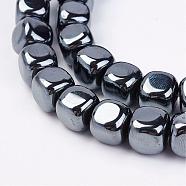 Magnetic Synthetic Hematite Beads Strands, Cube, 8x8x8mm, Hole: 0.5mm, about 50pcs/strand, 15.5 inch(G-P262-09)