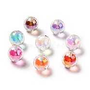 Two Tone UV Plating Rainbow Iridescent Acrylic Beads, Round, Mixed Color, 16x16mm, Hole: 3~3.1mm(TACR-D010-03B)