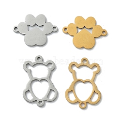 DICOSMETIC 16Pcs 4 Style 201 Stainless Steel Links Connectors, Bear & Paw Print, Golden & Stainless Steel Color, 4pcs/style(STAS-DC0001-82)