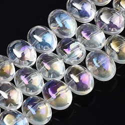 Electroplate Glass Beads Strand, AB Color, Oval, Clear AB, 10.5~11.5x14x10mm, Hole: 1mm, about 57~59pcs/strand, 24.41 inch~ 25.20 inch(62~64cm)(EGLA-S188-22-B03)