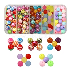 DIY Beads Jewelry Making Finding Kit, Including 195Pcs 5 Style Acrylic & Resins  Round Beads, Mixed Color, 8mm, Hole: 2mm, 39pcs/style(DIY-YW0005-57)