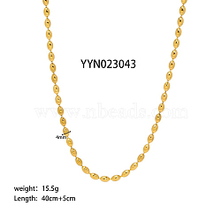 4mm Stylish Titanium Steel Oval Ball Chain Necklaces for Women Men, Real 18K Gold Plated, 15.75 inch(40cm)(AA4830-4)