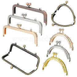 Elite 8Pcs 2 Style Iron Purse Frames, Bag Handle, for Bag Sewing Craft, Mixed Color, 6.05~8.5x8.5~20x1.1~1.2cm, Hole: 1.5mm, 1pc/color(IFIN-PH0001-56)