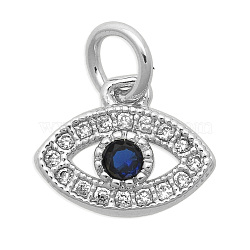 Brass Micro Pave Clear Cubic Zirconia Charms, with Jump Ring, Eye, Platinum, 9.5x11.5x2mm, Jump Ring: 5x0.8mm, inner diameter: 3.5mm, 3pcs/bag(KK-T030-LA846-1X3)