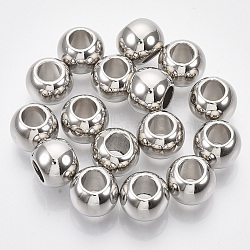 CCB Plastic European Beads, Large Hole Beads, Rondelle, Platinum, 11x9mm, Hole: 5.5mm, about 770pcs/500g(CCB-S160-236P)