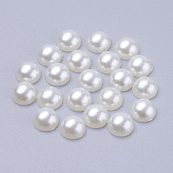 Half Round Acrylic Imitated Pearl Flat Back Cabochons, Creamy White, Size: about 7mm in diameter, 3.5mm thick(X-OACR-H001-6)