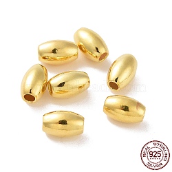 925 Sterling Silver Beads, Barrel, Golden, 8x5mm, Hole: 2mm, about 34Pcs/10g(STER-D035-10G-03)