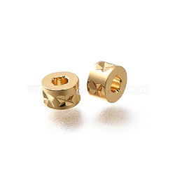 Brass Beads, Flat Round, Real 18K Gold Plated, 5x3mm, Hole: 2mm(KK-K378-63G)