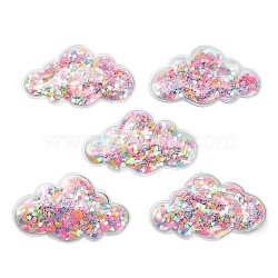 Quicksand Sequin Plastic Cabochons, for Hair Ornament & Costume Accessory, Cloud, Colorful, 7.7x4.7cm(X-OHAR-CJC0002-04A)