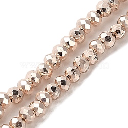 Electroplate Glass Beads Strands, Faceted, Rondelle, Misty Rose, 3x2.5mm, Hole: 0.8mm, about 170~172pcs/strand, 16.73''(42.5cm)(EGLA-D030-15A-04)