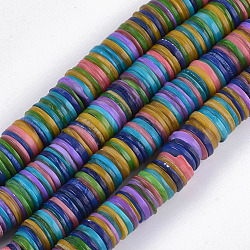 Dyed Freshwater Shell Beads, Disc/Flat Round, Heishi Beads, Mixed Color, 13x1~2.5mm, Hole: 1mm, about 194~198pcs/strand, 14.9 inch~15.5 inch(SHEL-T010-03)
