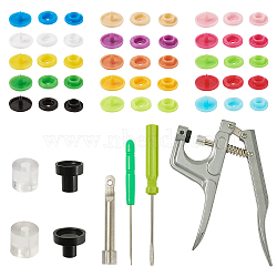 Snap Buttons & Fastener Plier Tool Kits, with Iron and Aluminum Snap Fastener Install Tool Sets and Flat Round Resin Snap Fasteners Raincoat Buttons, Mixed Color, 15.7x13.7x4.6cm(TOOL-TAC0007-06)