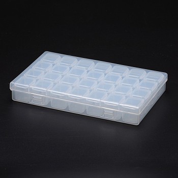 Polypropylene Plastic Bead Storage Containers, Removable, 28 Compartments, Rectangle, Clear, 175x108x26mm