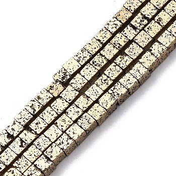 Electroplated Natural Lava Rock Beads Strands, Cube, Antique Golden Plated, 3x3x3mm, Hole: 1~1.2mm, about 133pcs/strand, 16.14''(41cm)