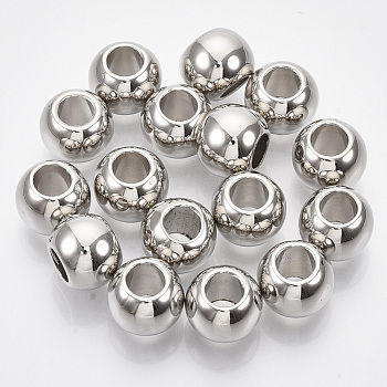 CCB Plastic Beads, Large Hole Beads, Rondelle, Platinum, 11x9mm, Hole: 5.5mm, about 770pcs/500g