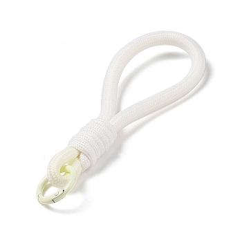 Braided Nylon Strap, Alloy Clasp for Key Chain Bag Phone Lanyard, White, 155mm