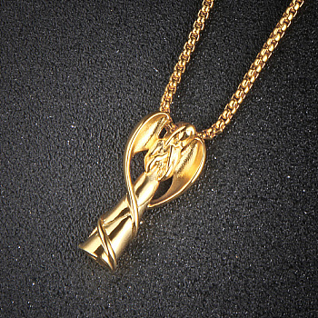 Stainless Steel Angel Pendant Necklaces for Women, Golden, no size