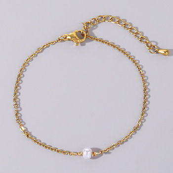 Fashionable Imitation Pearl Bracelet for Daily Wear and Accessories, Golden, 6-1/2 inch~6-3/4 inch(16.5~17cm)