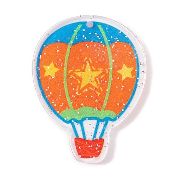 Circus Theme Acrylic Pendants, Balloon, 39.5x30.5x2.5mm, Hole: 1.6mm