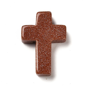 Synthetic Goldstone Pendants, Religion Corss Charms, 26~26.5x17.5~18x6~6.5mm, Hole: 1.6mm